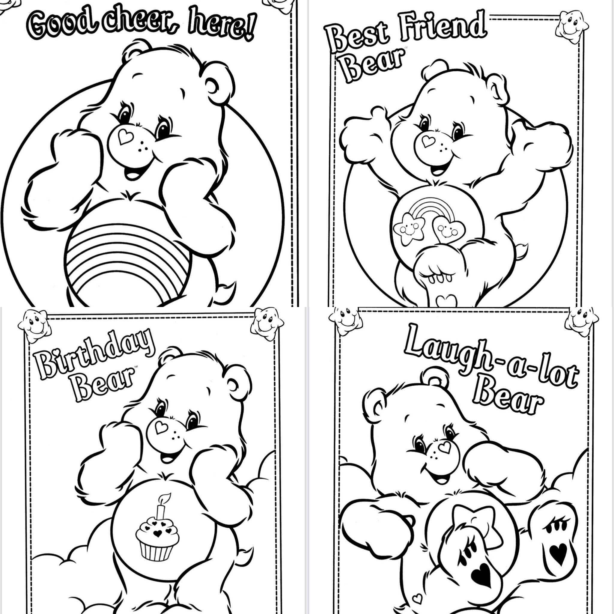 Care Bear Printable Coloring Pages Etsy