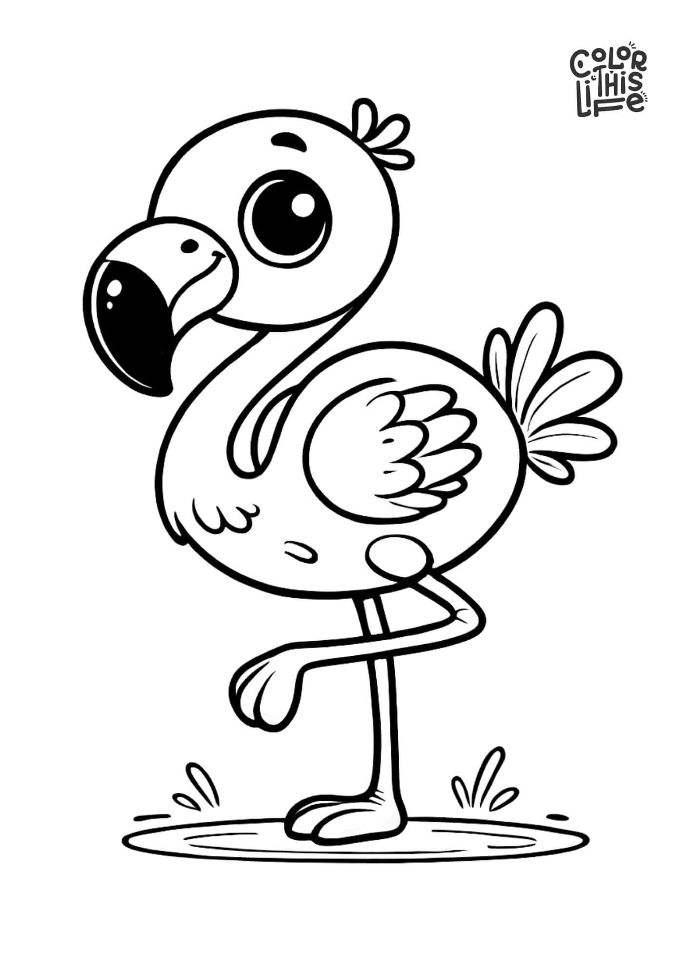 Cartoon Cute Flamingo Coloring Page Color This Life