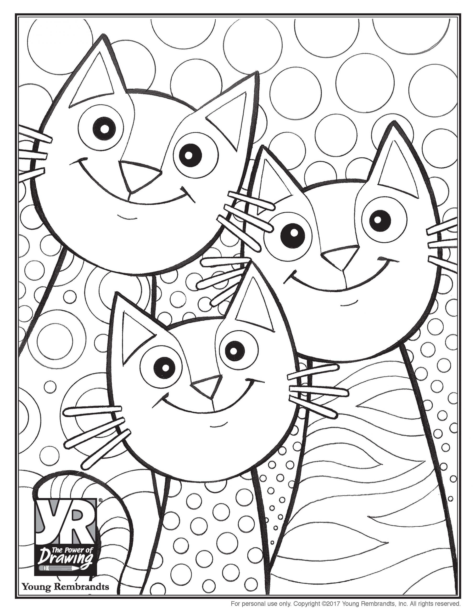 Cats Coloring Page Young Rembrandts Shop
