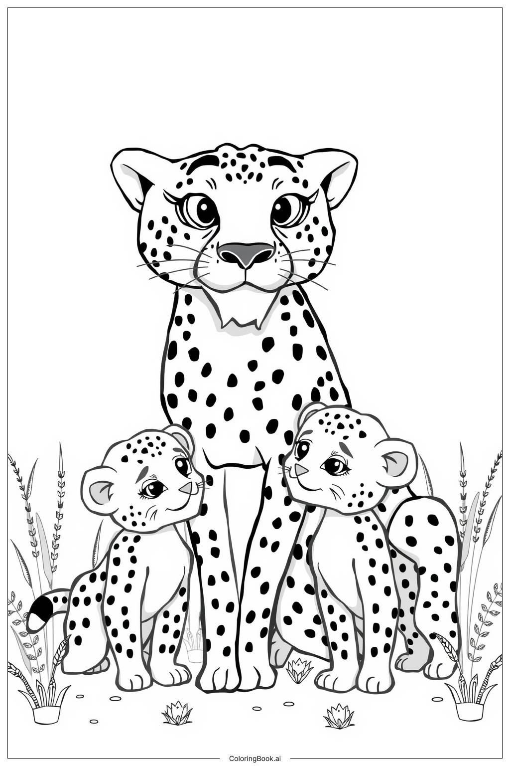 Cheetah Family Gathering Coloring Page Free PDF PNG Printable Cheetah Family Gathering Coloring Page Free PDF PNG Printable
