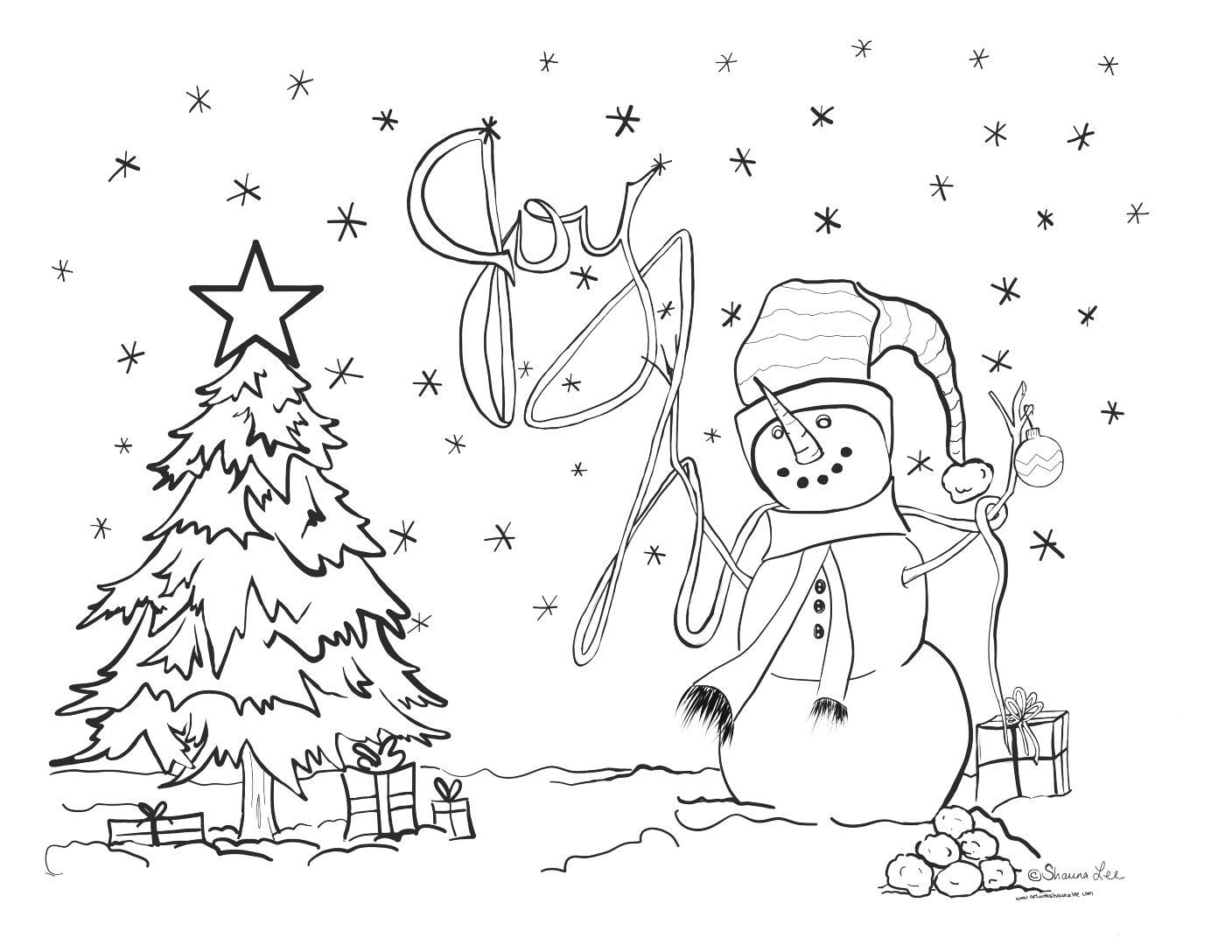 Christmas Snowman Coloring Page Art With Shauna Lee Christmas Snowman Coloring Page Art With Shauna Lee