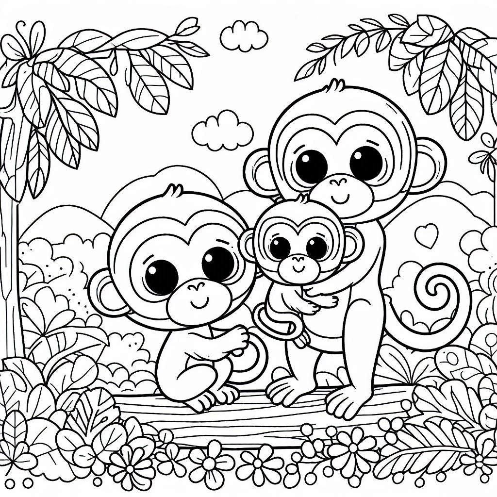 monkey coloring book page