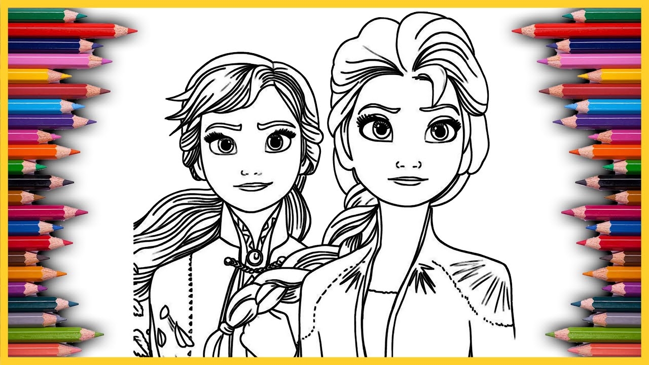 elsa anna coloring page