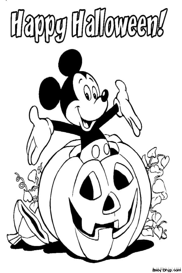 Coloring Page Disney Mickey Mouse Halloween Coloring Halloween