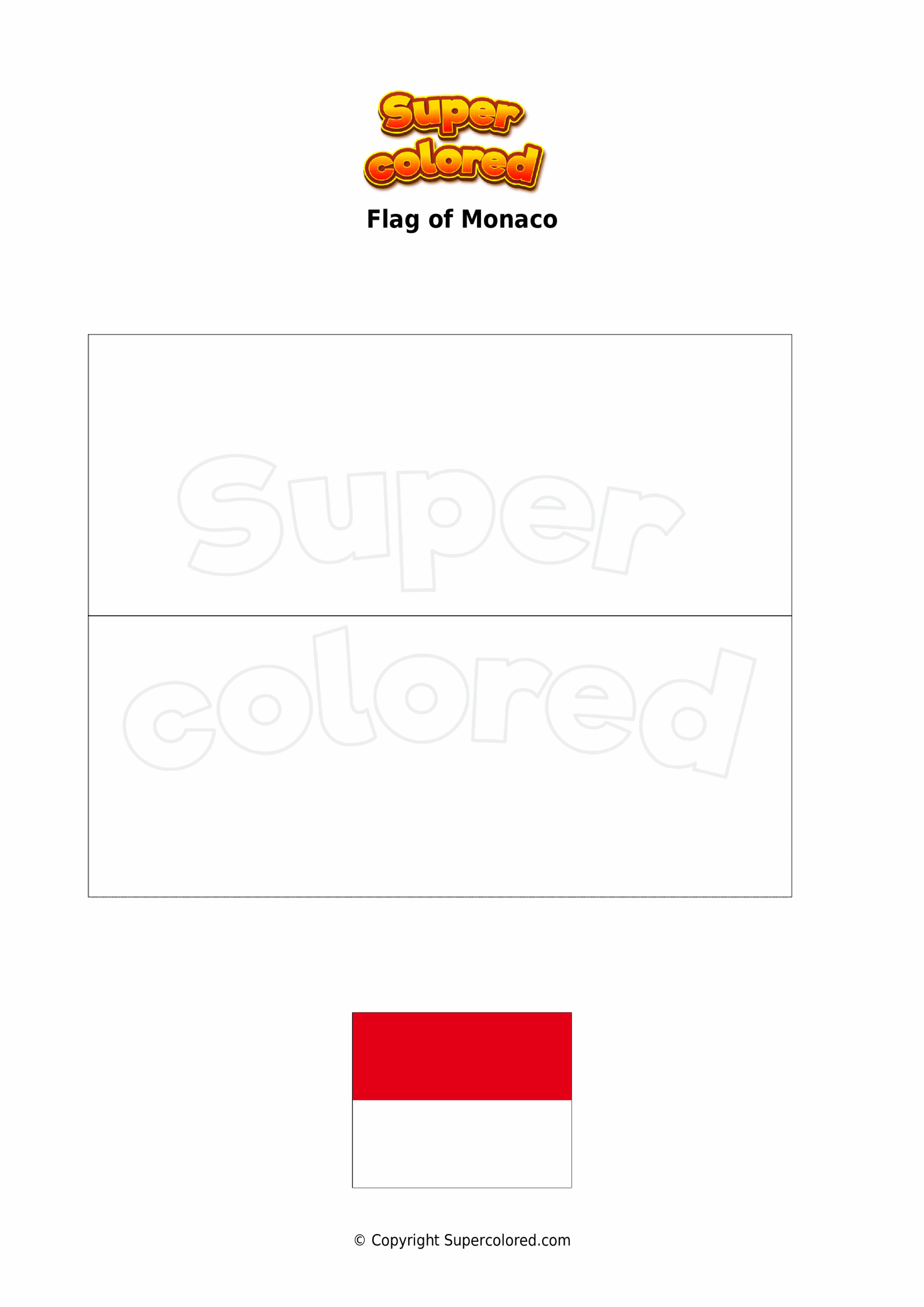 Coloring Page Flag Of Monaco Supercolored