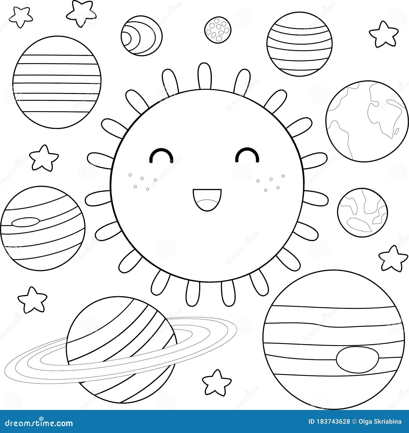 Coloring Page Of Solar System Stock Vector Illustration Of Baby Mars 183743628