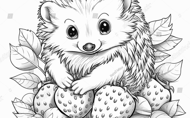 Coloring Page Outline Cartoon Hedgehog Strawberry Stock Vector Royalty Free 2325219193 Shutterstock