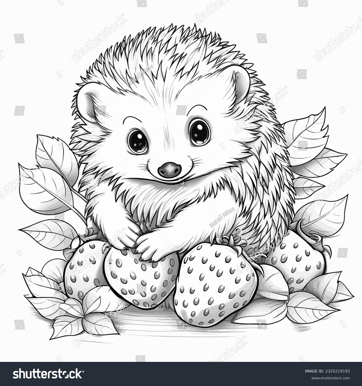 Coloring Page Outline Cartoon Hedgehog Strawberry Stock Vector Royalty Free 2325219193 Shutterstock