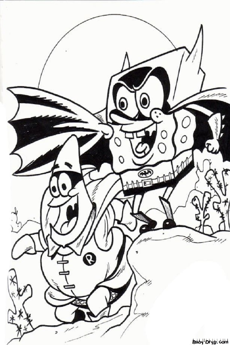 Coloring Page Patrick And SpongeBob Have Fun On Halloween Coloring Halloween Coloring Page Patrick And SpongeBob Have Fun On Halloween Coloring Halloween