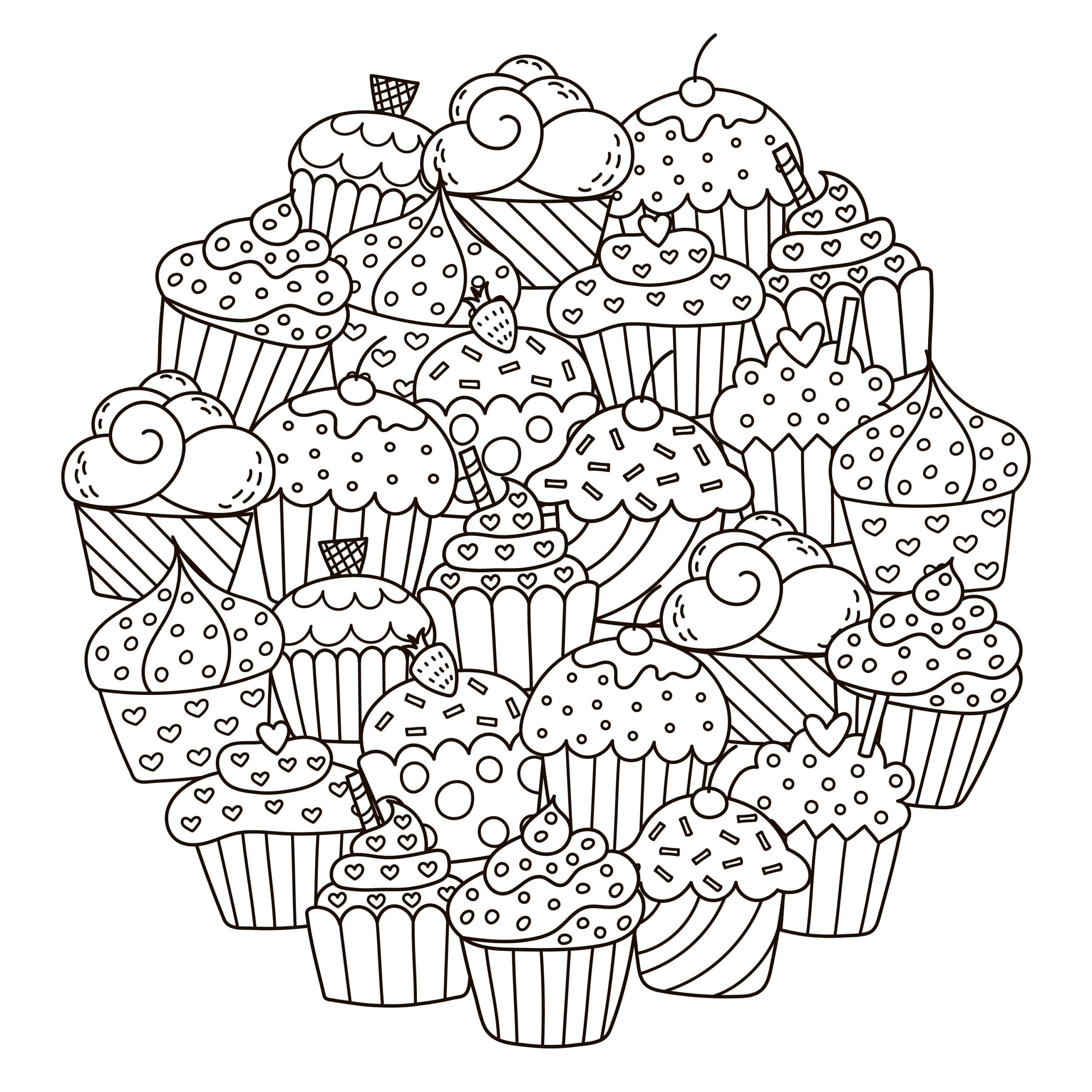 Coloring Pages Cupcakes Sweet Treats Etsy