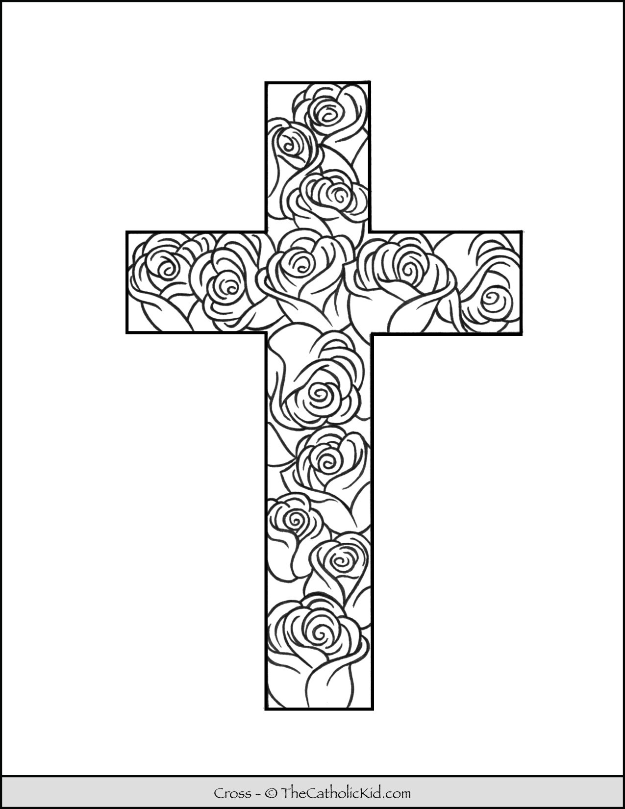 Cross Coloring Page Stained Glass Pattern TheCatholicKid