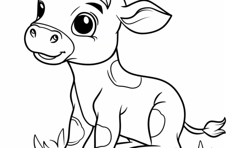 Cute Baby Cow Coloring Page Kids Coloring Page Kids Activity Summer Activity Printable Pdf Digital Download Simple Coloring Etsy