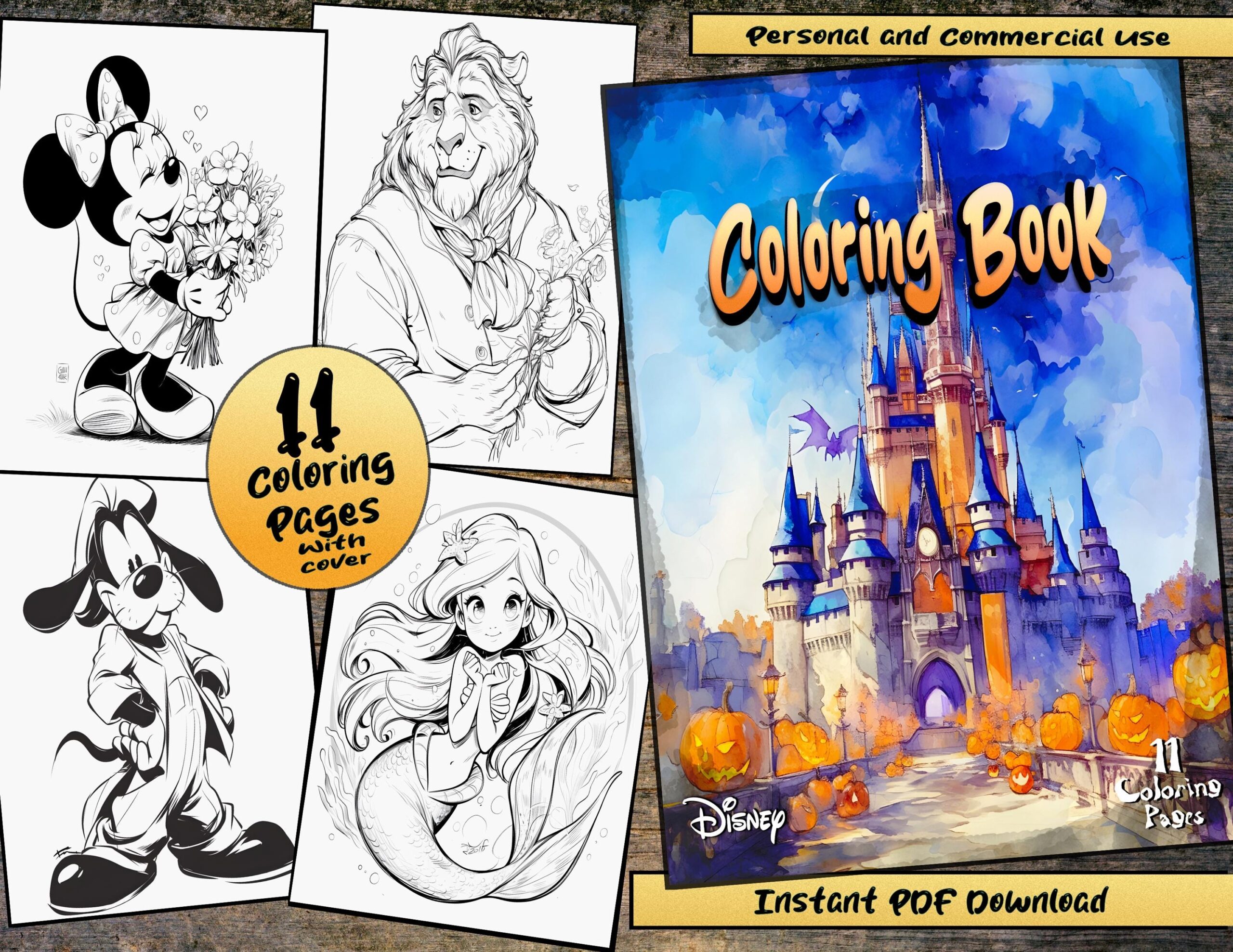 Cute Disney Coloring Pages For Kids Disney Character Coloring Book Mickey Mouse Coloring Libros Para Colorear Disney Mini Character 28 Etsy