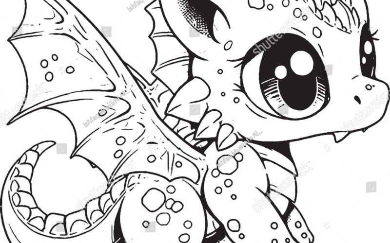 Cute Dragon Coloring Pages Kids Adults Stock Vector Royalty Free 2305319687 Shutterstock
