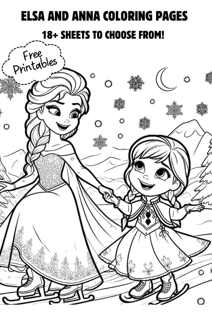 anna elsa coloring page