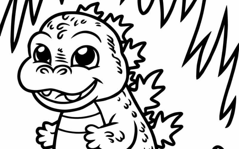 Cute Godzilla Coloring Page Easy Drawing Guides