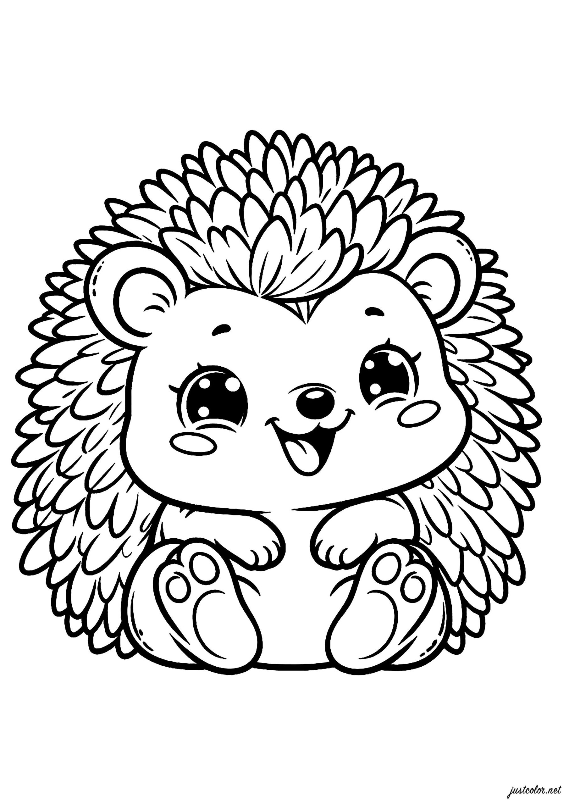 Cute Hedgehog Smiling In The Grass Hedgehog Coloring Pages