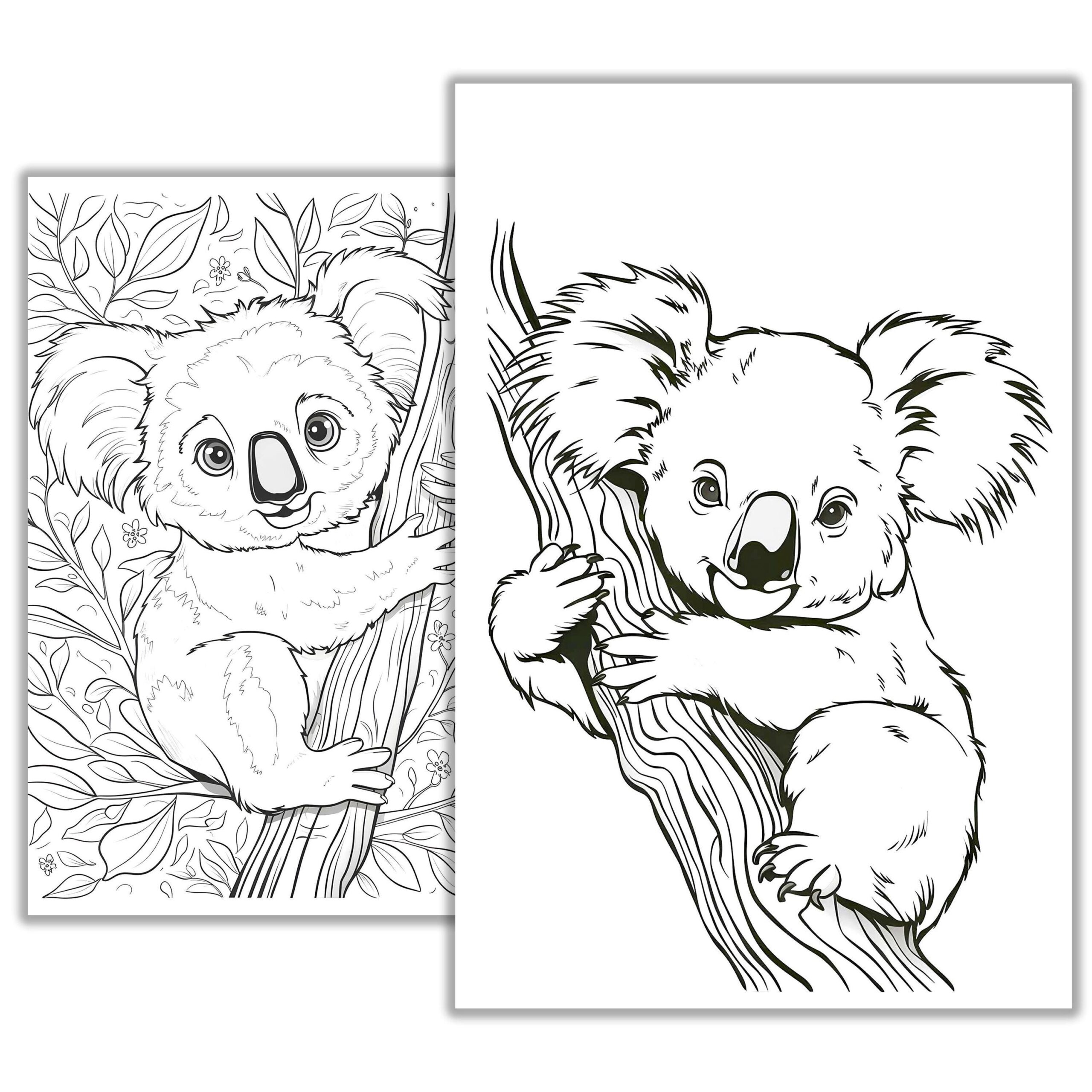 Cute Koala Coloring Page Printable Adorable Koala Art For Kids And Adults Wildlife And Baby Animal Coloring Instant Download Etsy