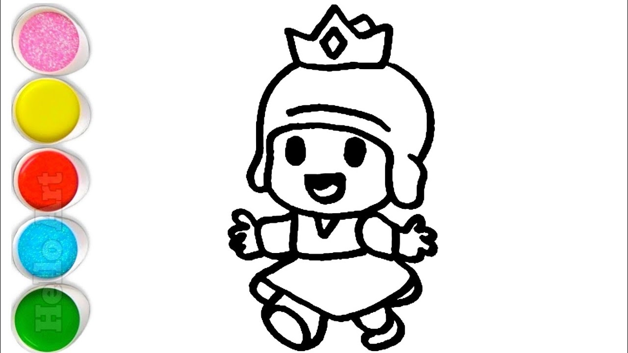 Cute Princess Pocoyo Drawing Painting And Coloring For Kids And Toddlers How To Draw Pocoyo YouTube