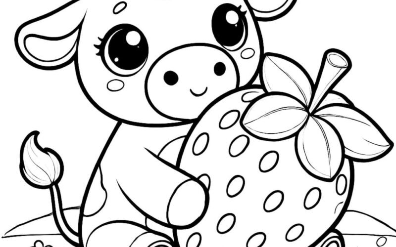 Cute Strawberry Cow Coloring Page Color This Life