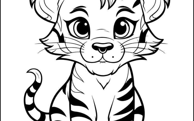 Cute Tiger Coloring Book For Girls Boys Big And Simple Baby Tiger Coloring Pages Made By Teachers