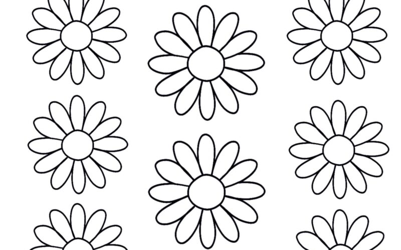 Daisy Coloring Page Full Page Of Daisy s JPEG Black And White Printable Etsy