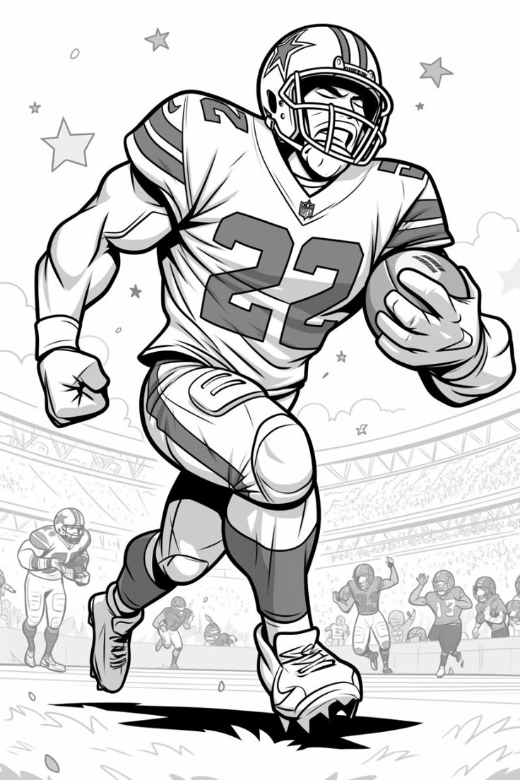 Dallas Cowboys NFL Star On The Field Action Packed Coloring Page For Kids Dallas Cowboys NFL Star On The Field Action Packed Coloring Page For Kids