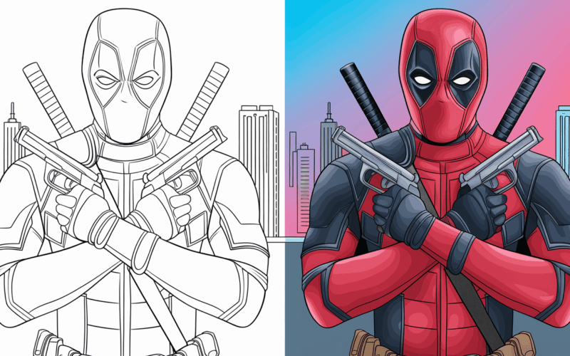 Deadpool Coloring Pages Free Printable PDFs
