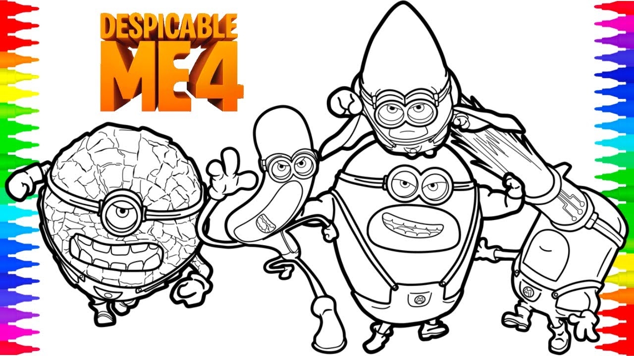 Despicable Me 4 Mega Minions Coloring Page YouTube