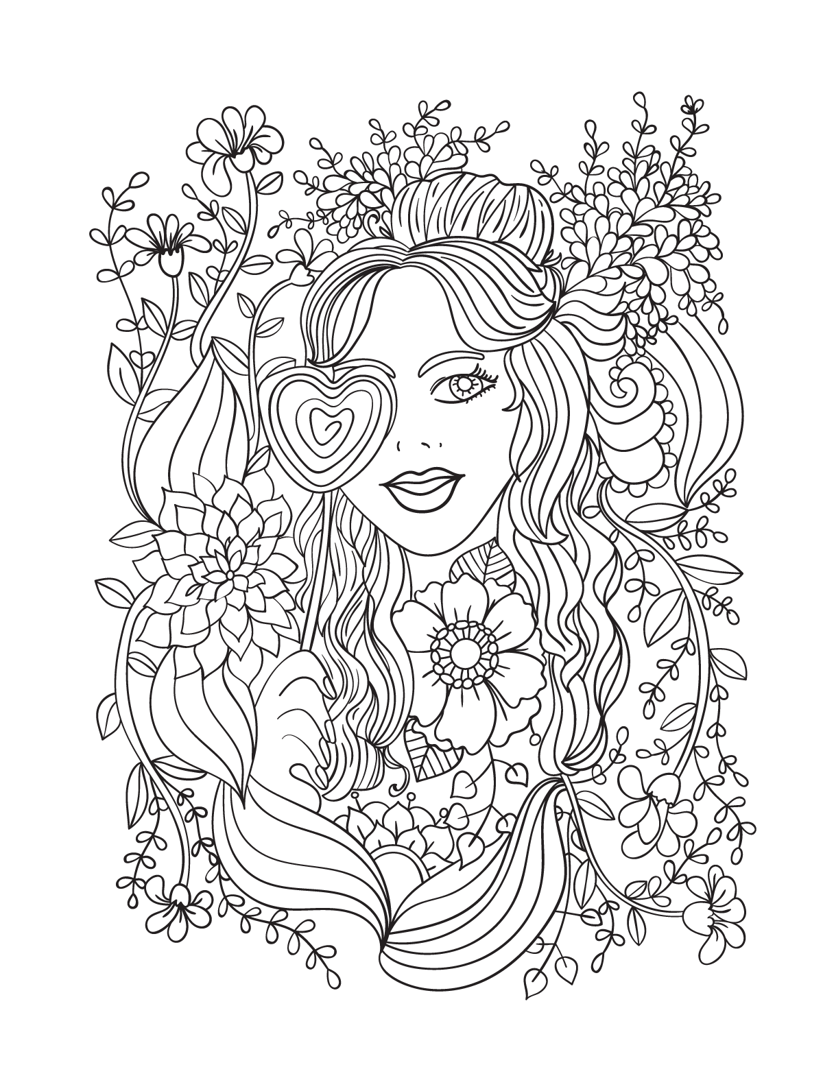 Digital Coloring Book Pages Girls And Flowers Vol 1 By ErikaVectorika TheHungryJPEG Digital Coloring Book Pages Girls And Flowers Vol 1 By ErikaVectorika TheHungryJPEG