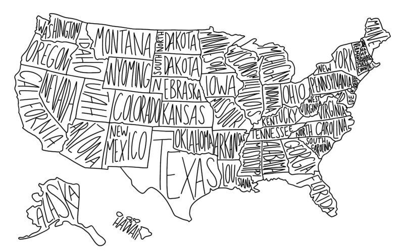 Digital Download United States Map Coloring Page State Map School Map USA Map Printable Map Travel Map Geography Map Teaching States Etsy