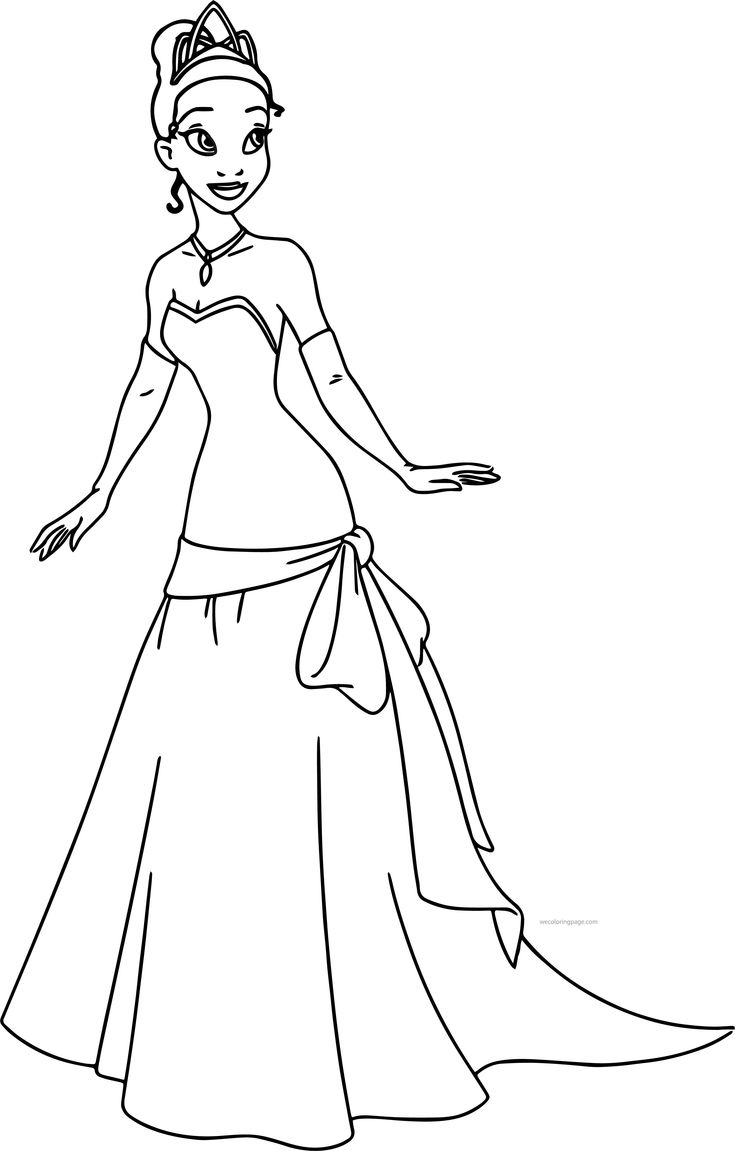 Disney The Princess And The Frog Perfect Tiana Dress Coloring Page Wecoloringpage