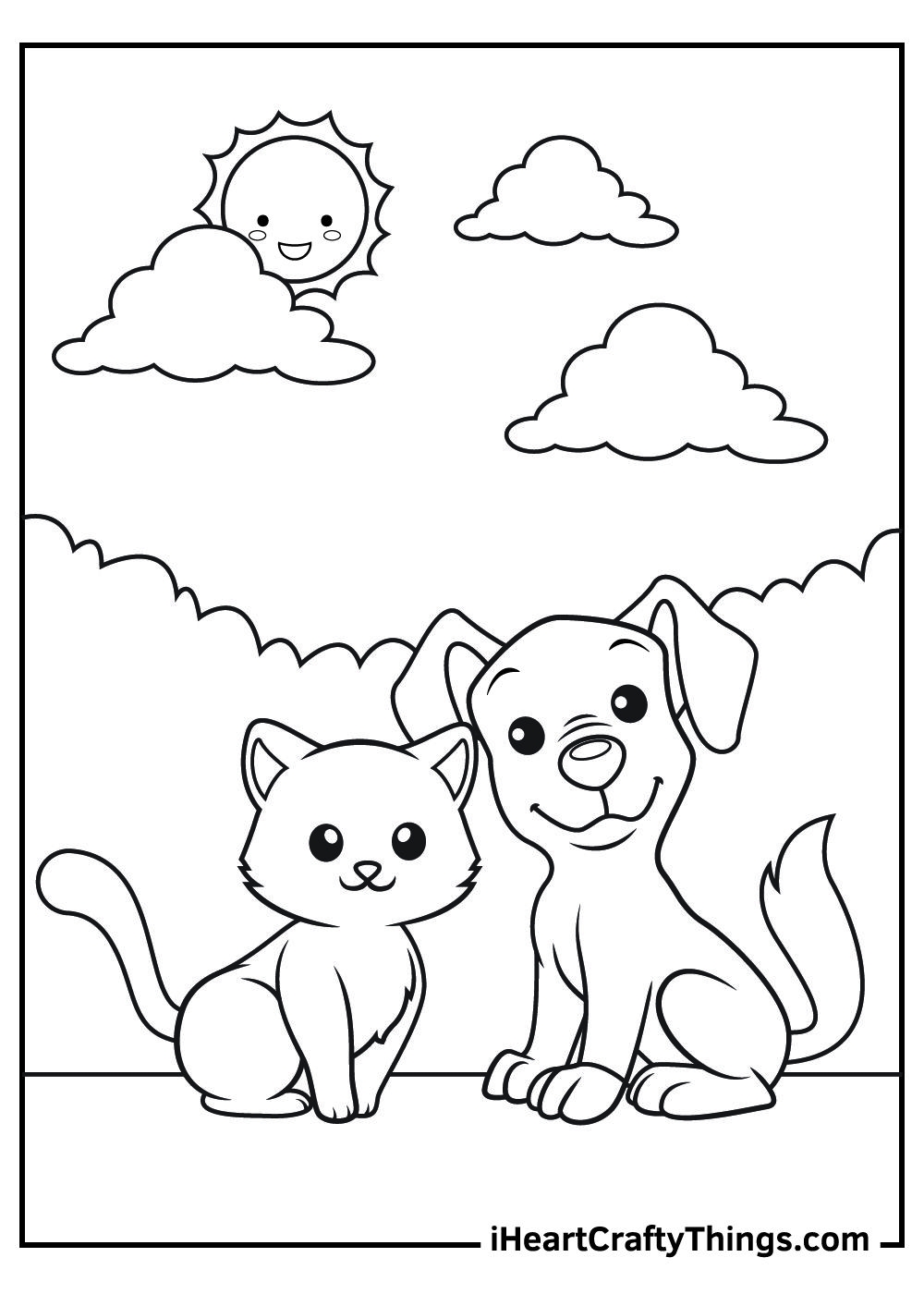 cat and dog coloring pages