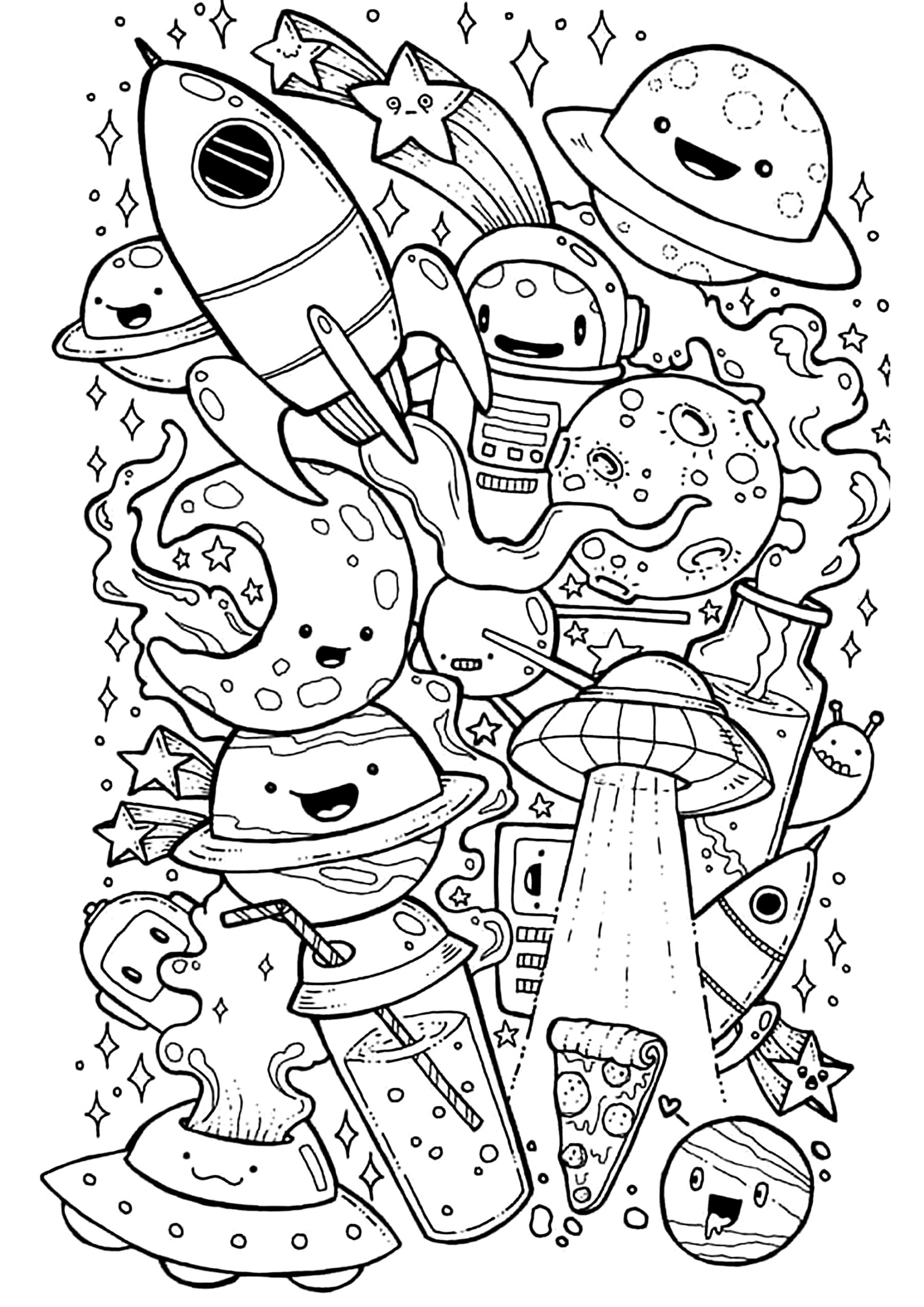 Doodle Inspired By Space Doodle Art Doodling Coloring Pages For Adults