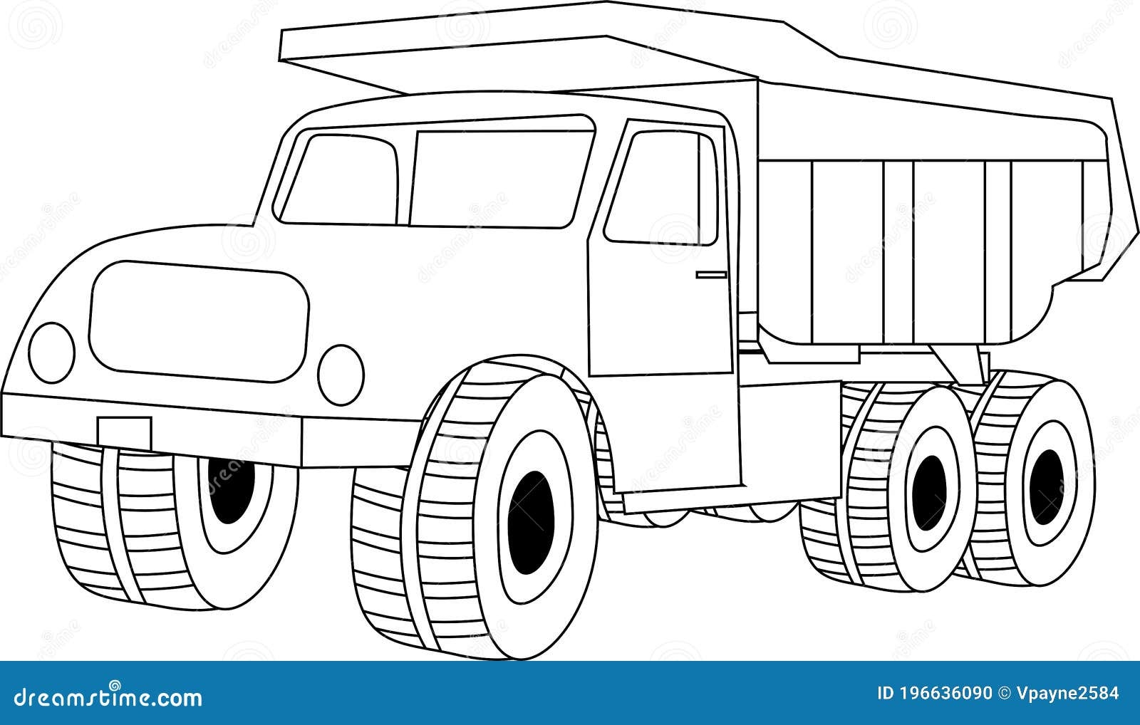 Dump Truck Coloring Page Outline For Kids Stock Vector Illustration Of Construction Eps10 196636090