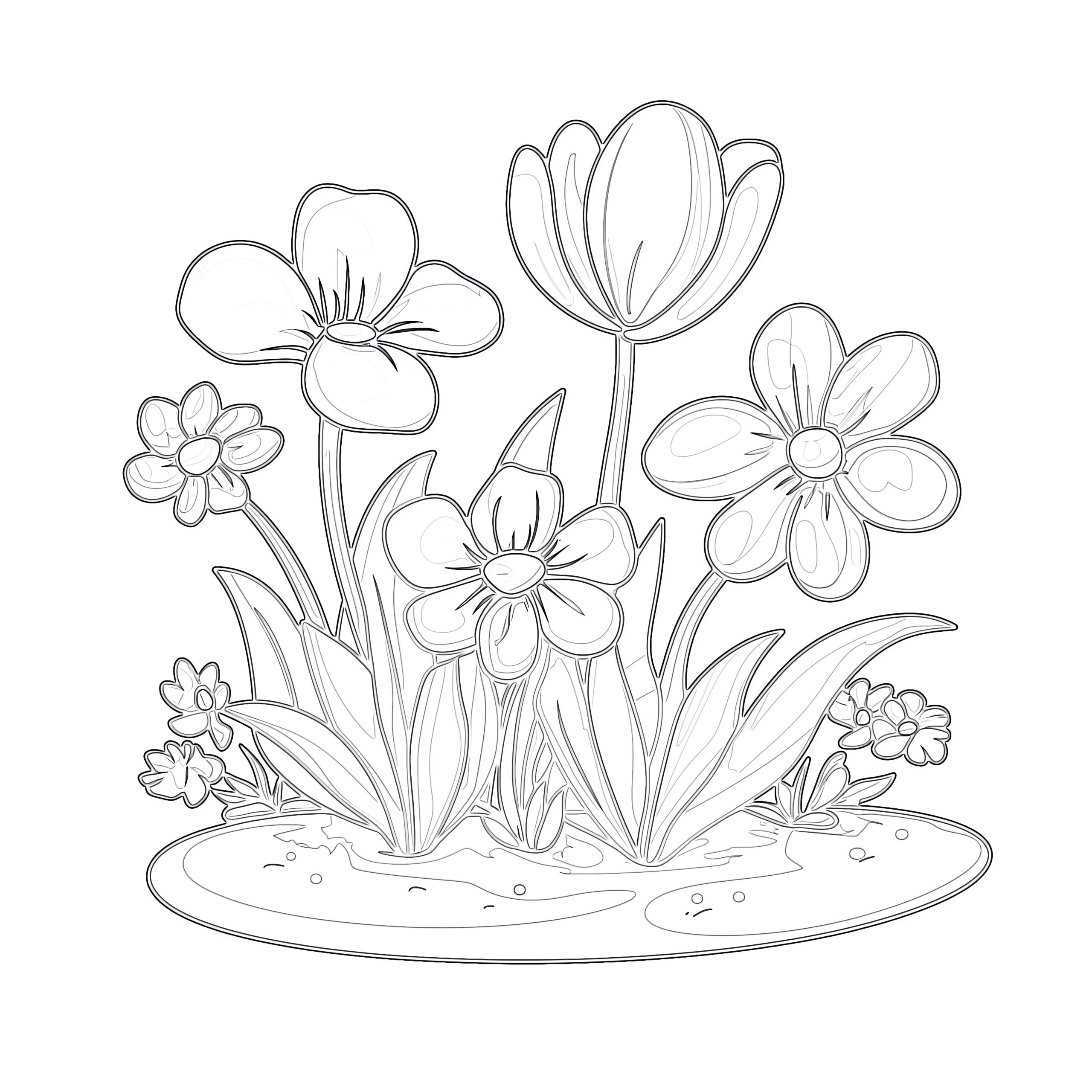 Easy Flower Coloring Pages Printable Coloring Pages Mimi Panda
