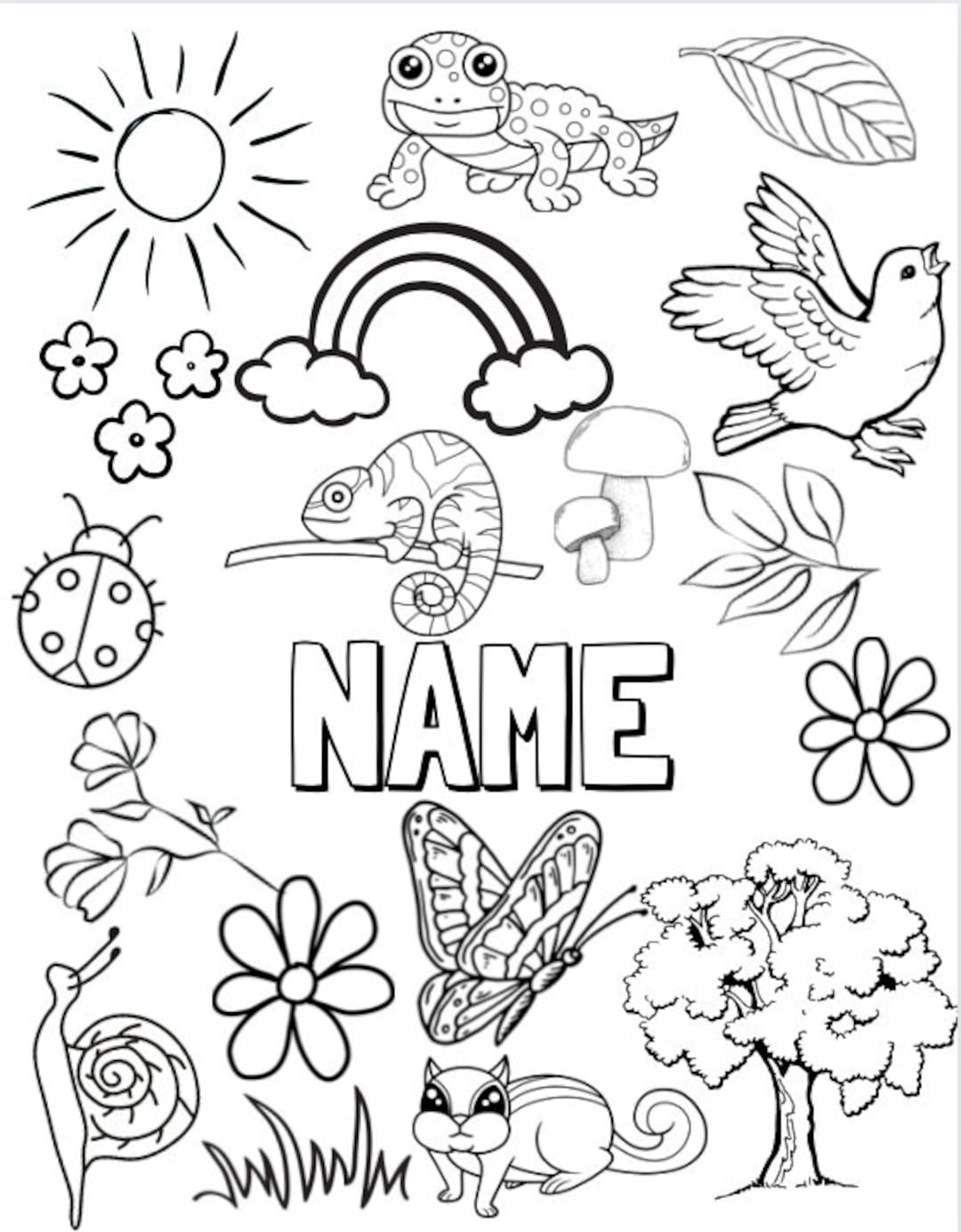 EDITABLE Custom Coloring Pages Name Coloring Page Personalized Coloring Pages Custom Coloring Page Birthday Printable Birthday Etsy