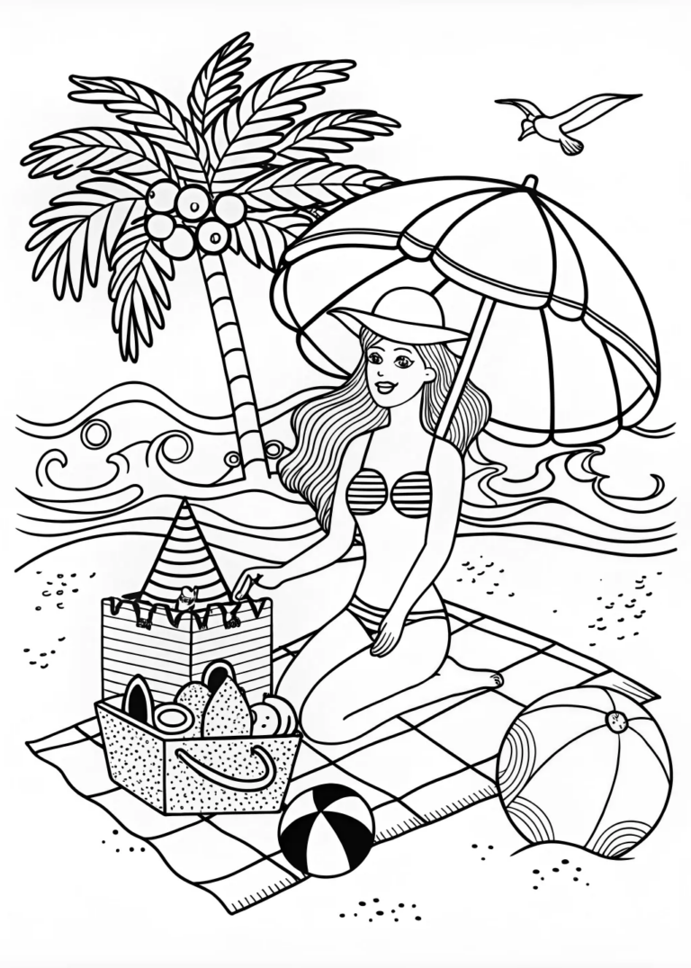 Elegant Barbie Coloring Page Free Printable