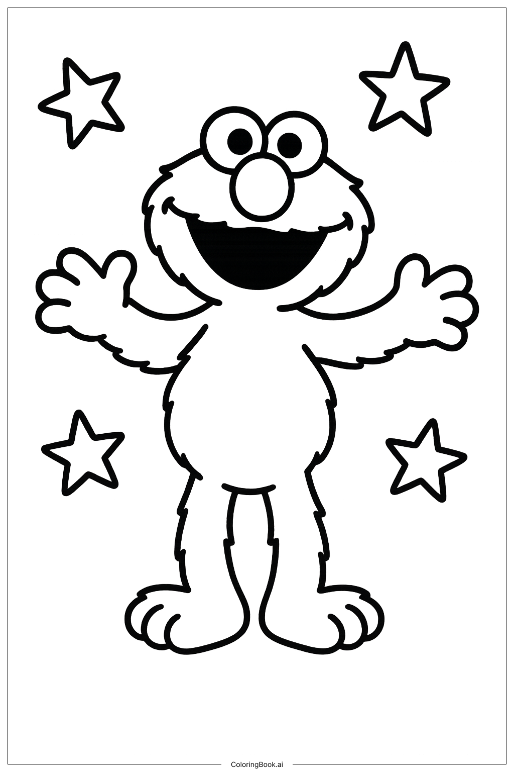 Elmo Smiling With Stars Coloring Page Free PDF PNG Printable Elmo Smiling With Stars Coloring Page Free PDF PNG Printable