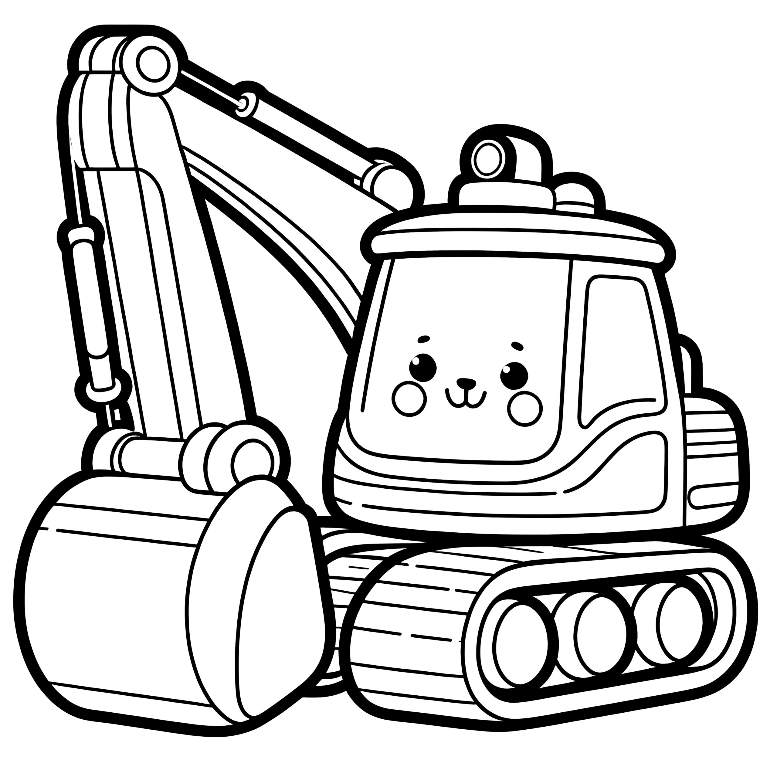 Excavator With Face Coloring Picture For Children Free 