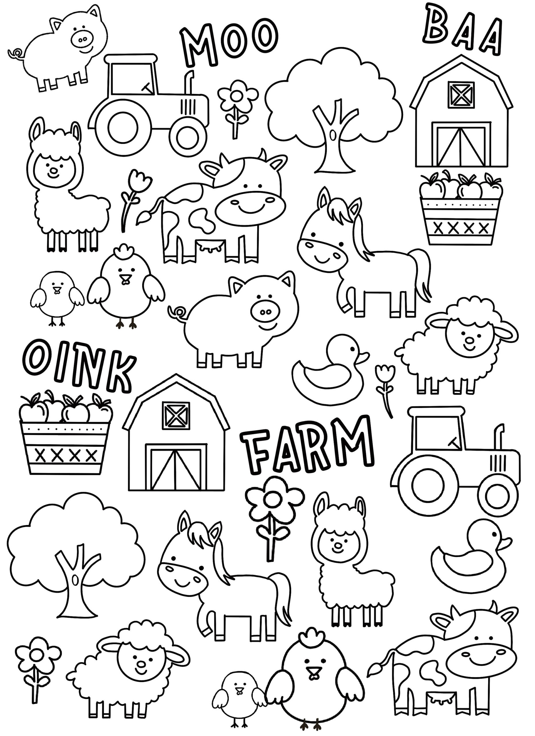 Farm Animals Coloring Page Fun Kids Activity PDF Etsy