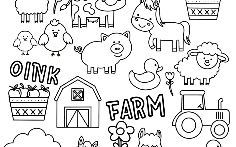 Farm Animals Coloring Page Kids Learning Activity PDF Etsy