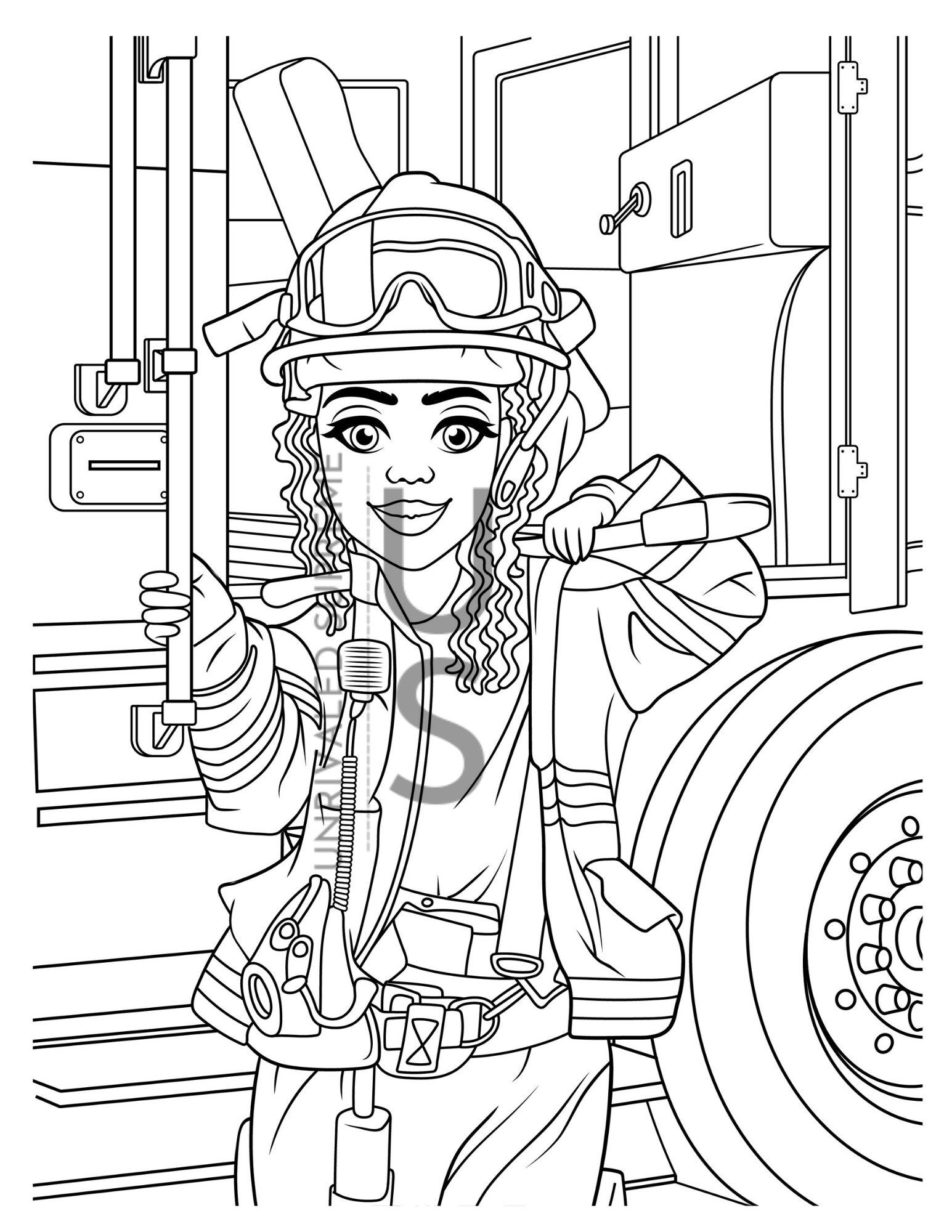 Firefighter Coloring Page Black Coloring Page Black Woman Coloring Page Kids Coloring Page Print Coloring Page Coloring Page Etsy Norway