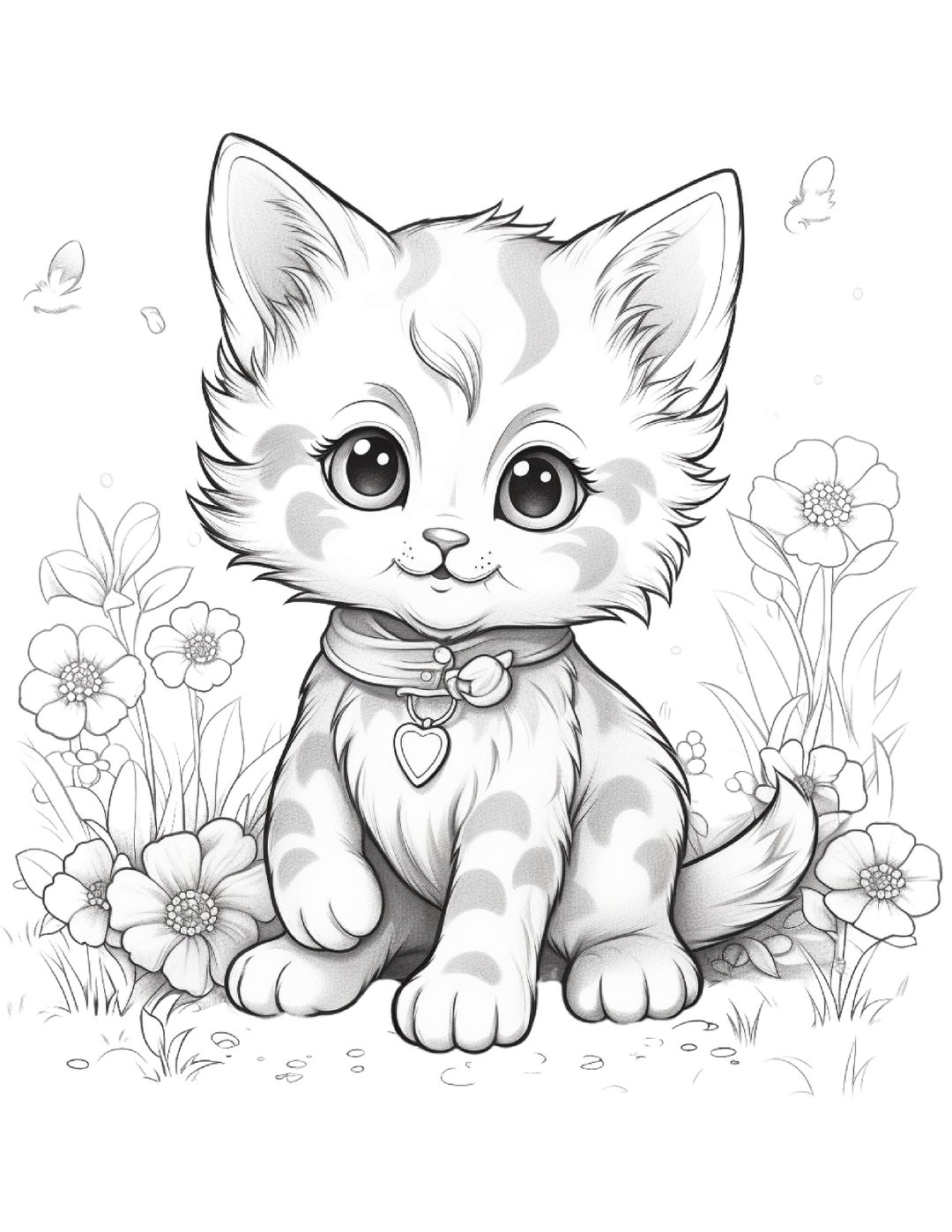 Five Cute Kittens Coloring Sheets For Instant Download Etsy