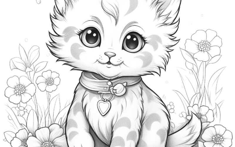 Five Cute Kittens Coloring Sheets For Instant Download Etsy