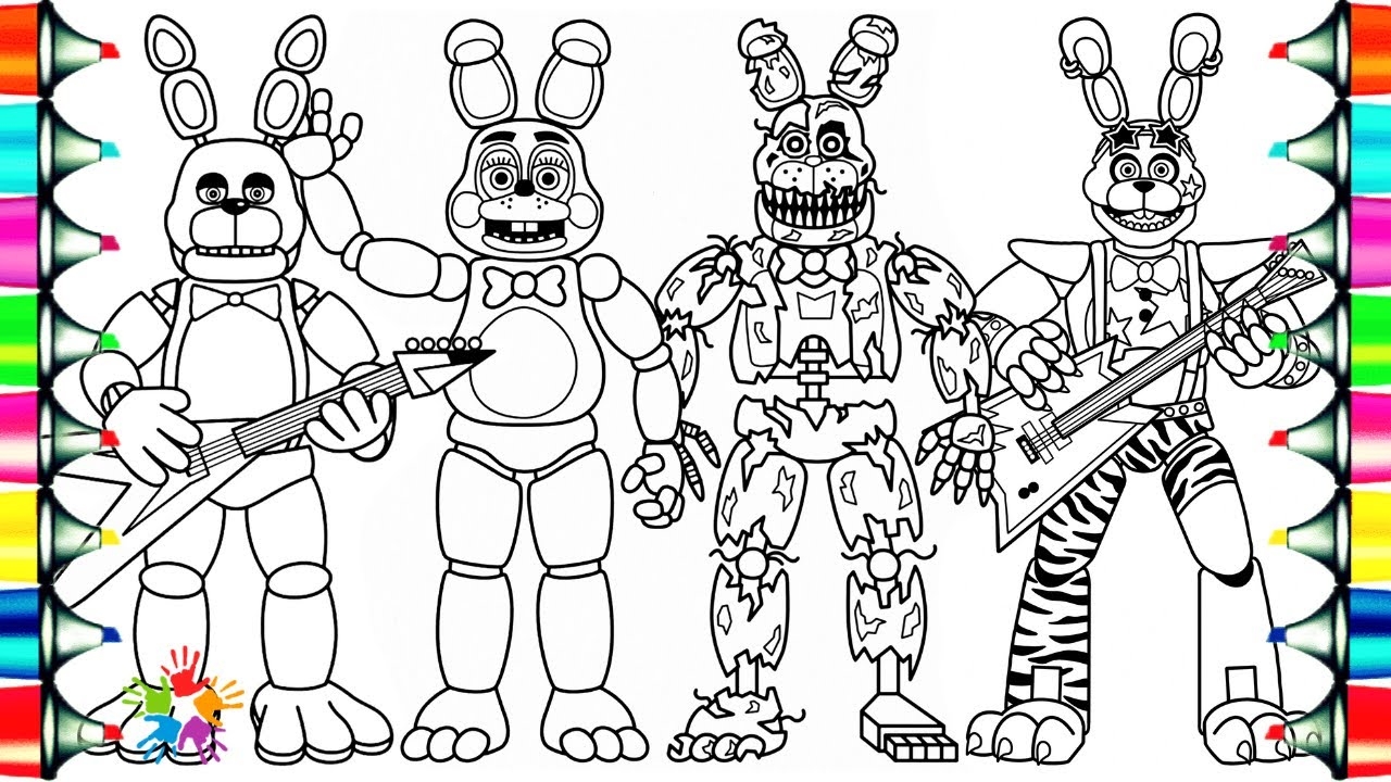 Five Nights At Freddy s New Coloring Pages Evolution Of Bonnie FNAF NCS Music YouTube