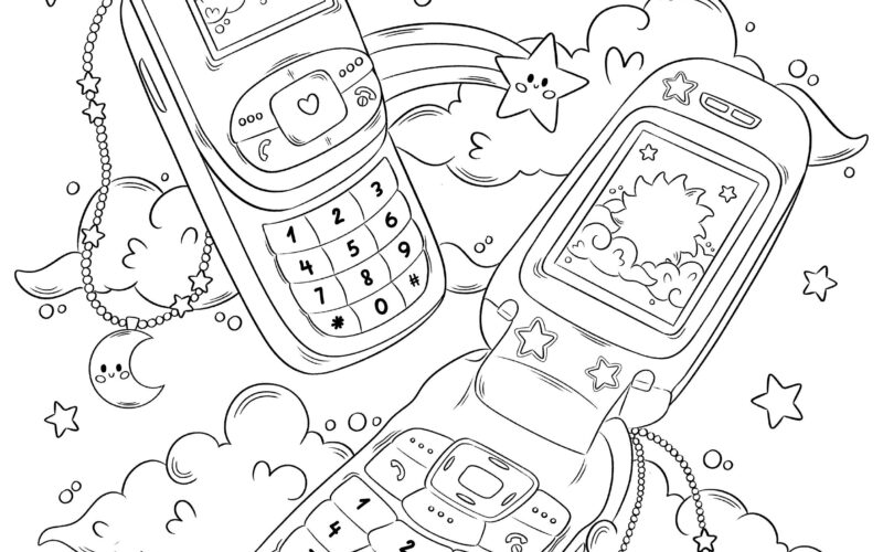Flip Phone Kawaii Coloring Page Cute Coloring Page Cute Kawaii Aesthetic Instant Download Coloring Pages Etsy