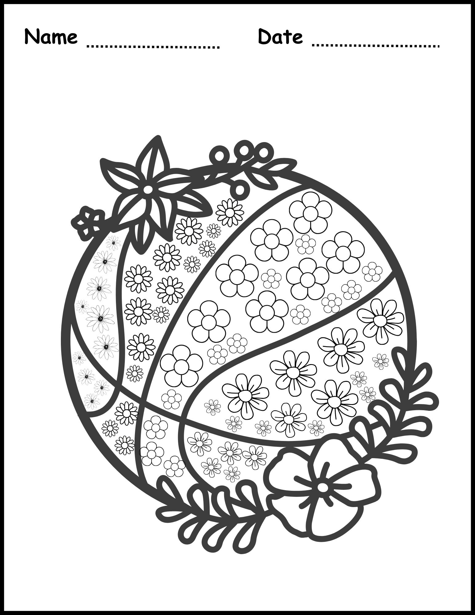 Floral Basketball Coloring Worksheet For Kids Fun Creative Activity Page Made By Teachers