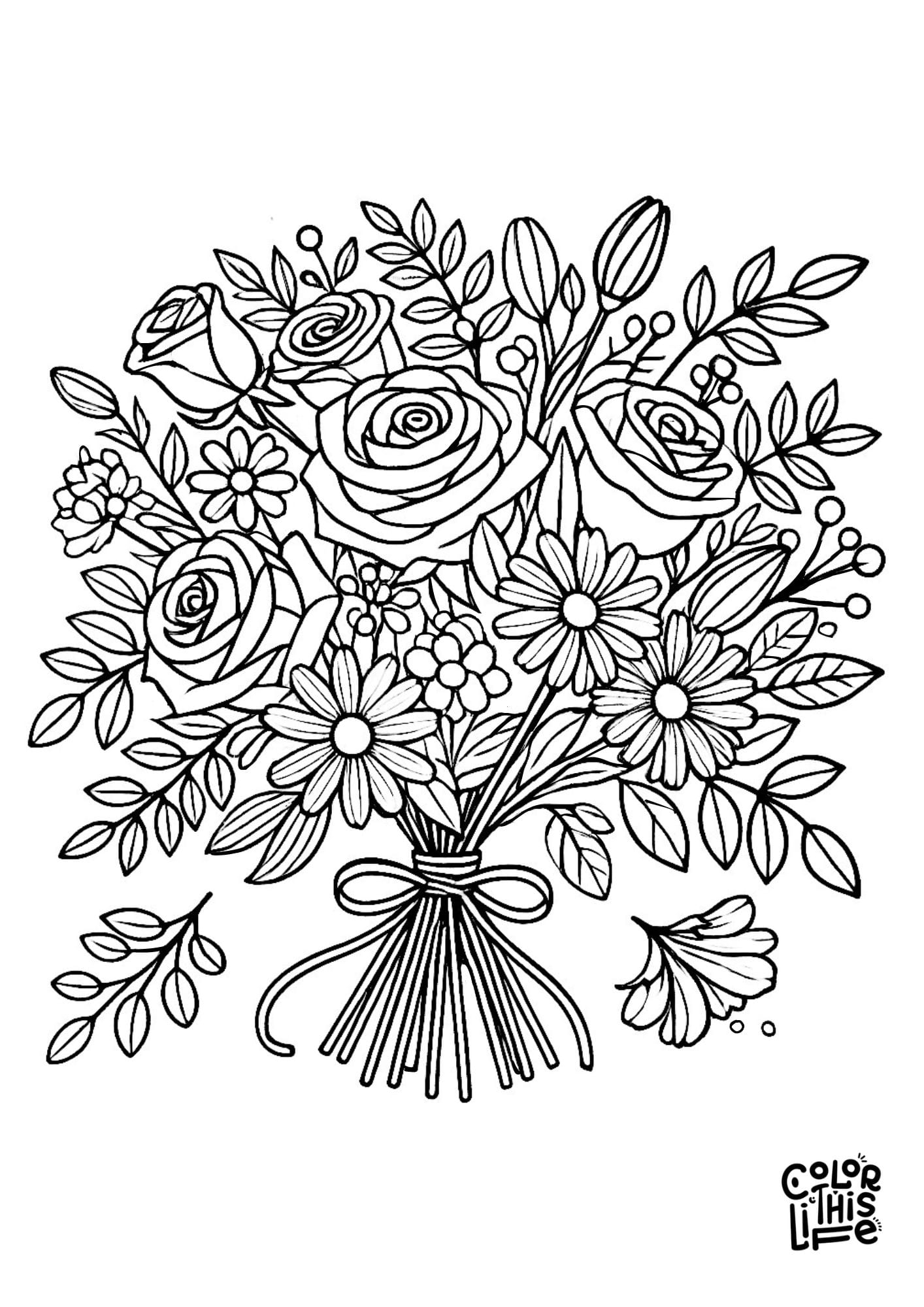 bouquet of flowers coloring page
