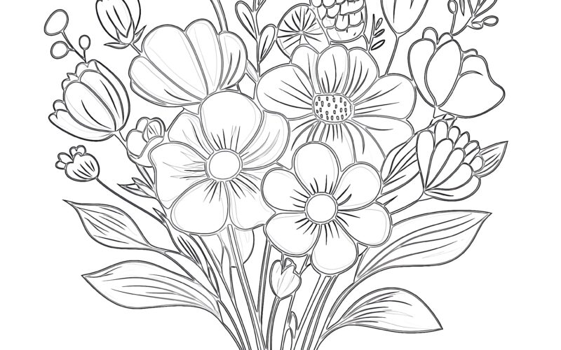 Flower Bouquet Colouring Pages Coloring Pages Mimi Panda